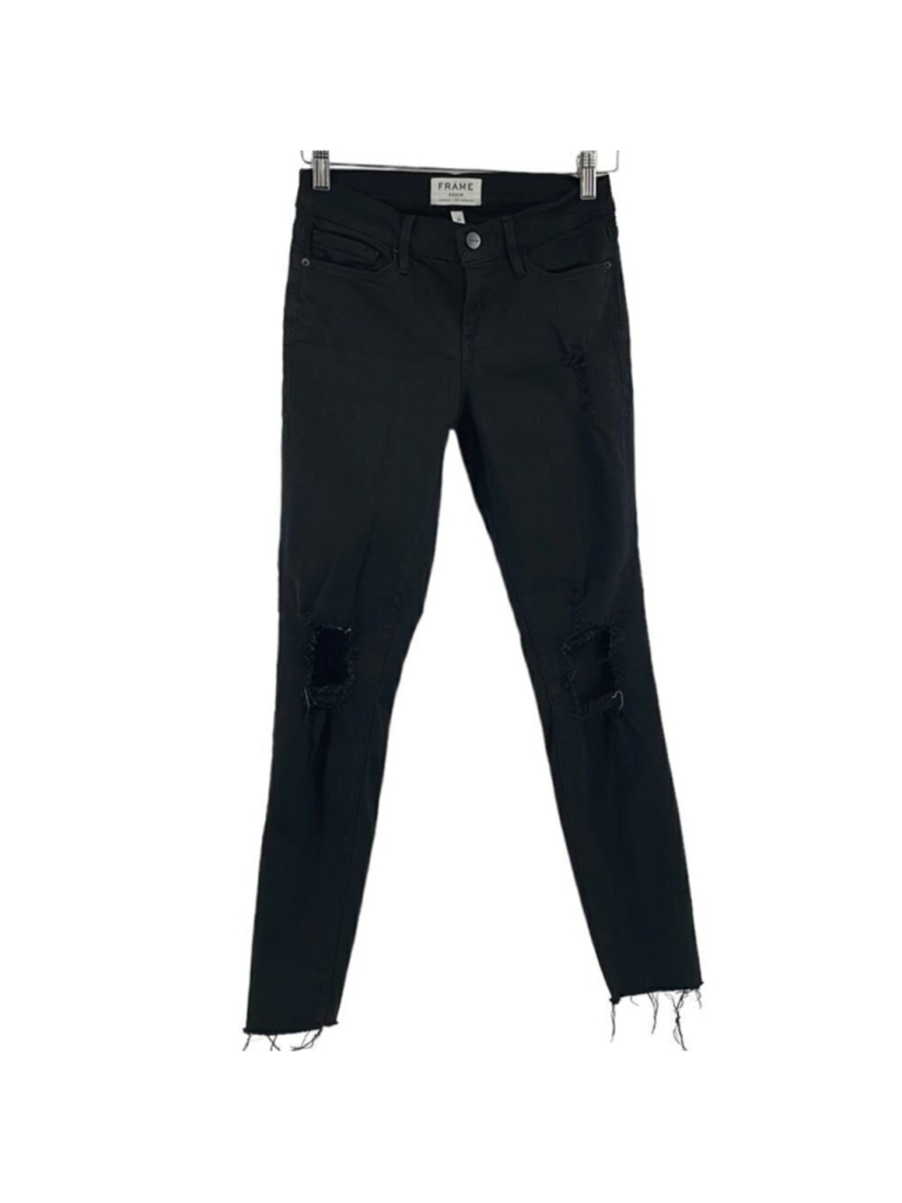 Frame denim black skinny distressed jeans lord noir sz 26